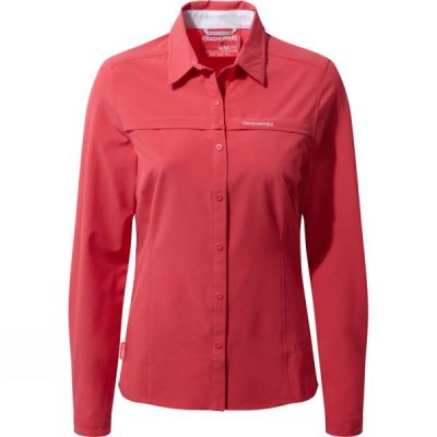 Camisa Craghoppers NosiLife Pro Manga Larga Mujer - Rojas - Chile QVH807316